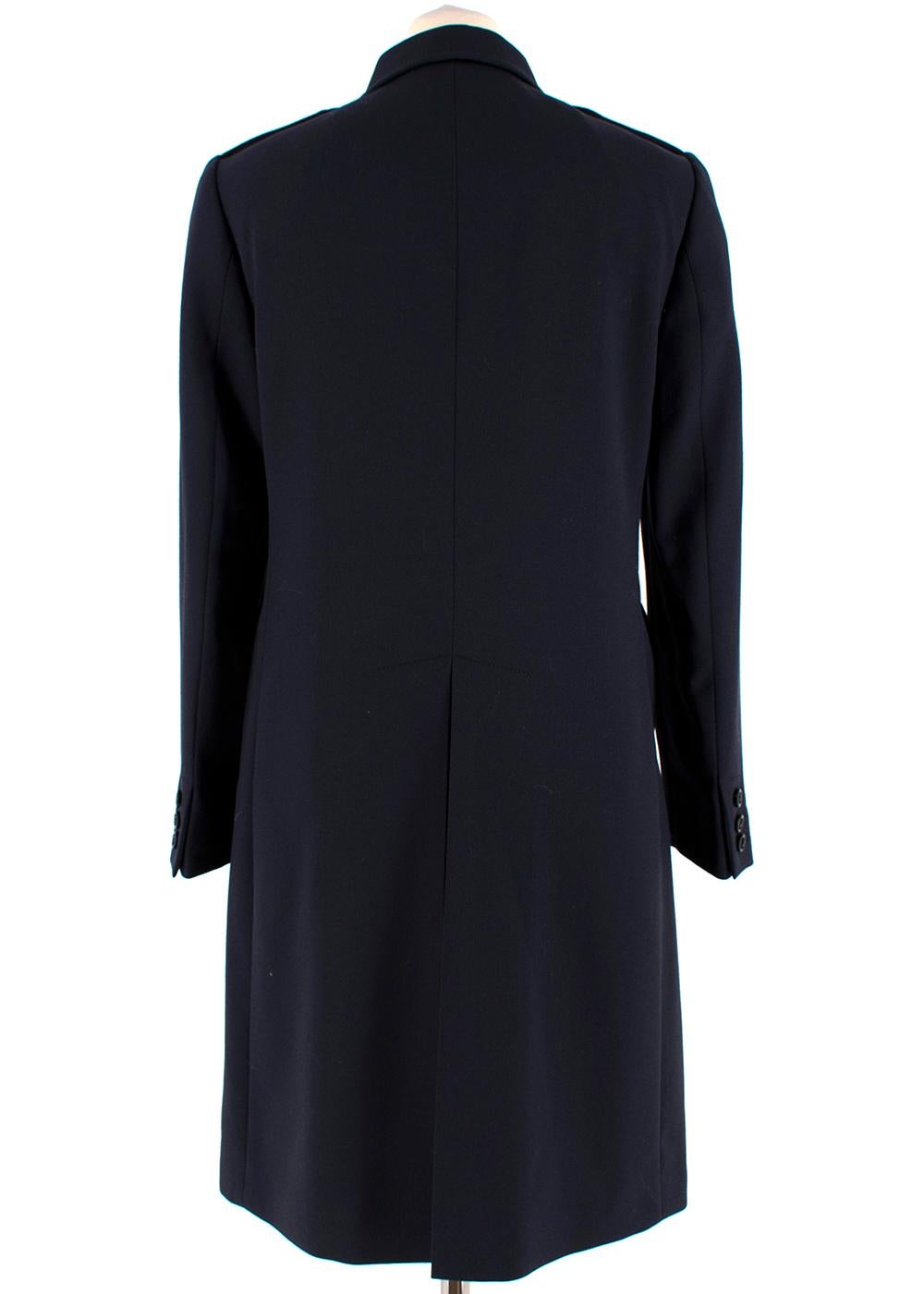 Black Miu Miu Navy Wool Military Single Breasted Coat  US4