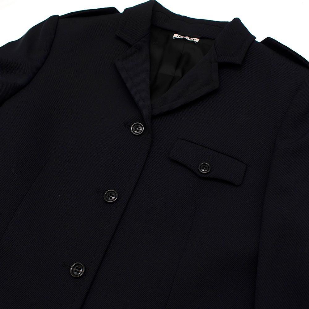 Women's or Men's Miu Miu Navy Wool Military Single Breasted Coat  US4