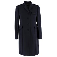 Miu Miu Navy Wool Military Single Breasted Coat  US4