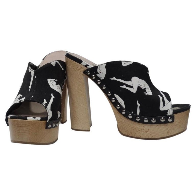 Miu Miu Nude Abstract Printed Heels For Sale at 1stDibs