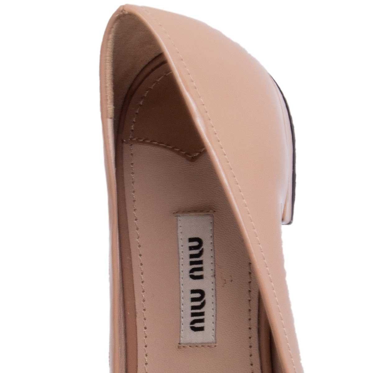 MIU MIU nude pink patent leather CRYSTAL EMBELLISHED Ballet Flats Shoes 37 For Sale 2