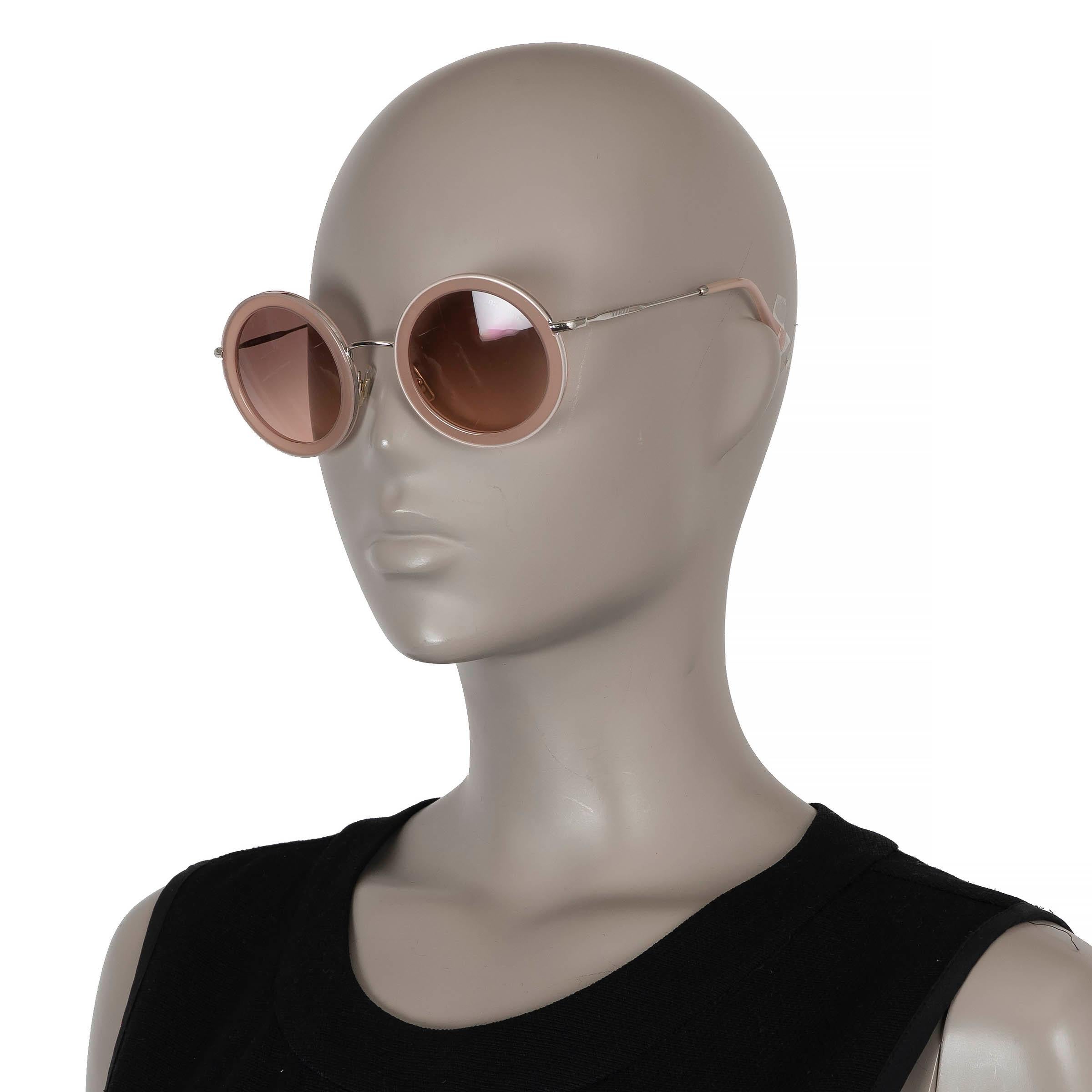 MIU MIU occhiali da sole rotondi rosa nudo MU59U In condizioni ottime in vendita a Zürich, CH