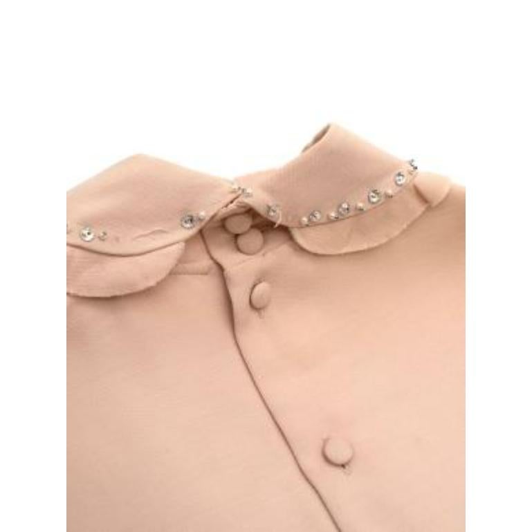 Miu Miu Nude Ruffle Mini Dress with Embellished Collar For Sale 5