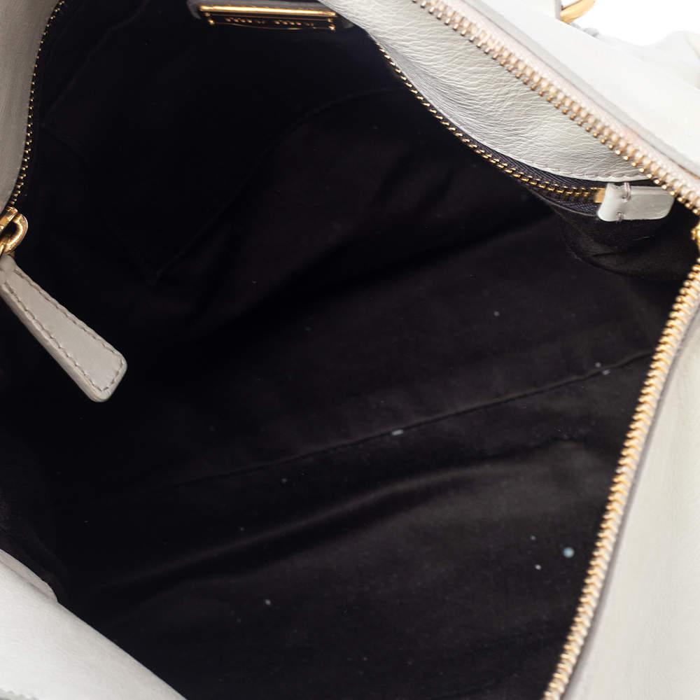 Miu Miu Off White Leather Bow Satchel For Sale 4