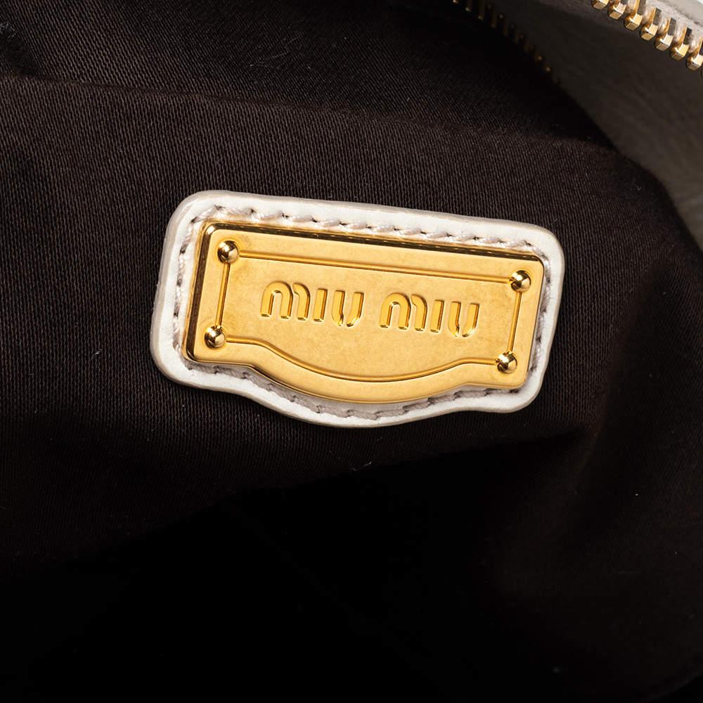 Miu Miu Off-White Leather Bow Satchel (sacoche en cuir avec nœud) en vente 4
