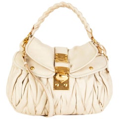 MIU MIU off-white Leder COFFER LARGE Matelasse Hobo Umhängetasche