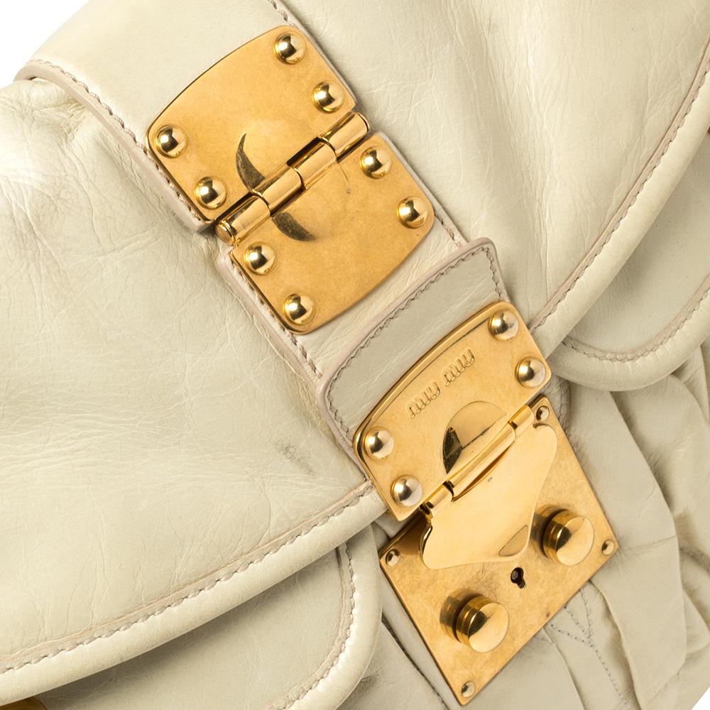 Miu Miu Off White Matelassé Leather Coffer Hobo 1