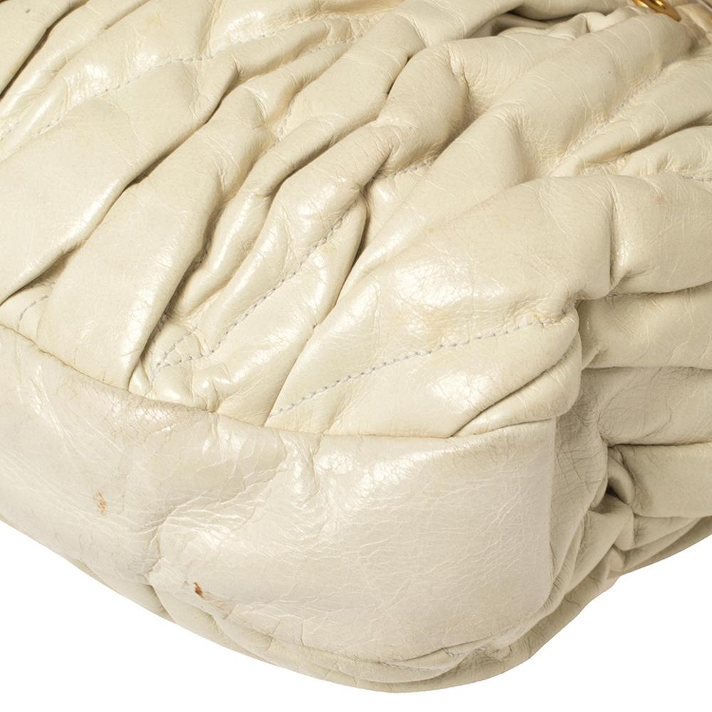 Miu Miu Off White Matelassé Leather Coffer Hobo 4