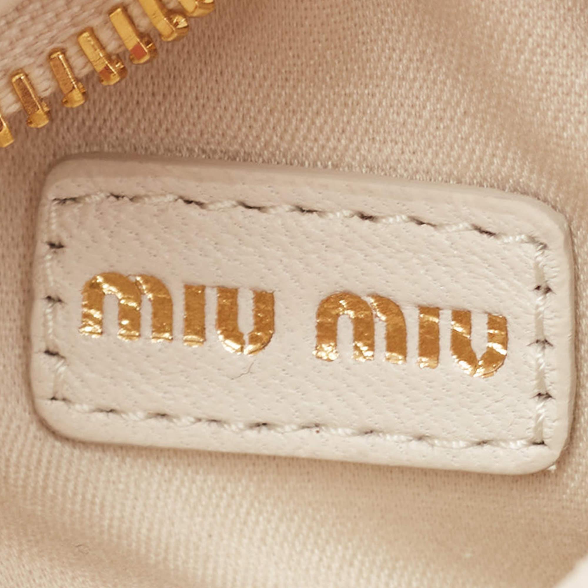 Miu Miu Off White Matelassé Leather Mini Wander Crossbody Bag 1