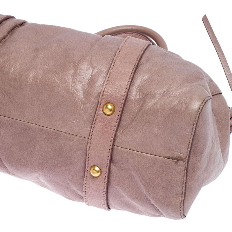 Miu Miu Old Rose Vitello Leather Gathered Tote 1