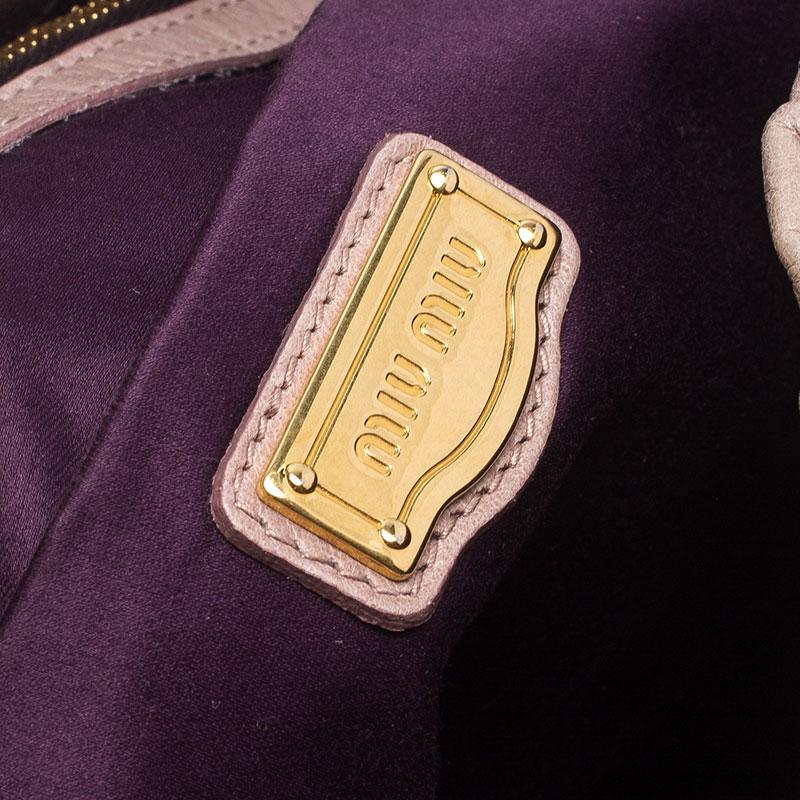 Miu Miu Old Rose Vitello Leather Gathered Tote 2