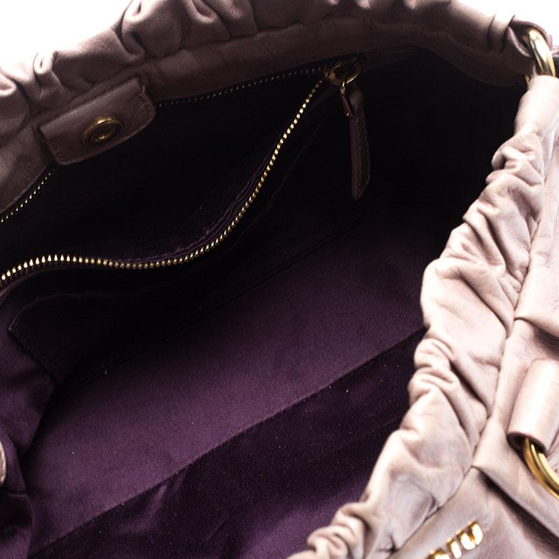 Miu Miu Old Rose Vitello Leather Gathered Tote 4