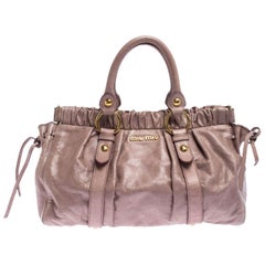 Miu Miu Old Rose Vitello Leather Gathered Tote