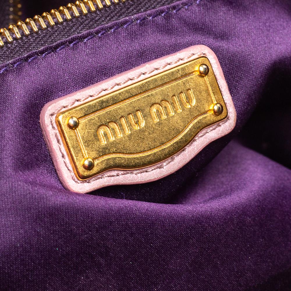 Miu Miu Old Rose Vitello Leather Satchel 8