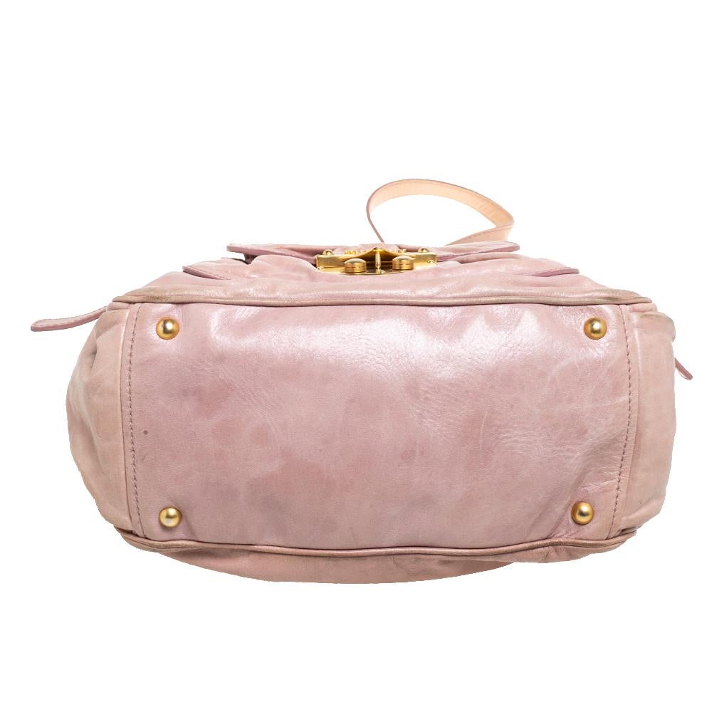 Miu Miu Old Rose Vitello Leather Satchel 2