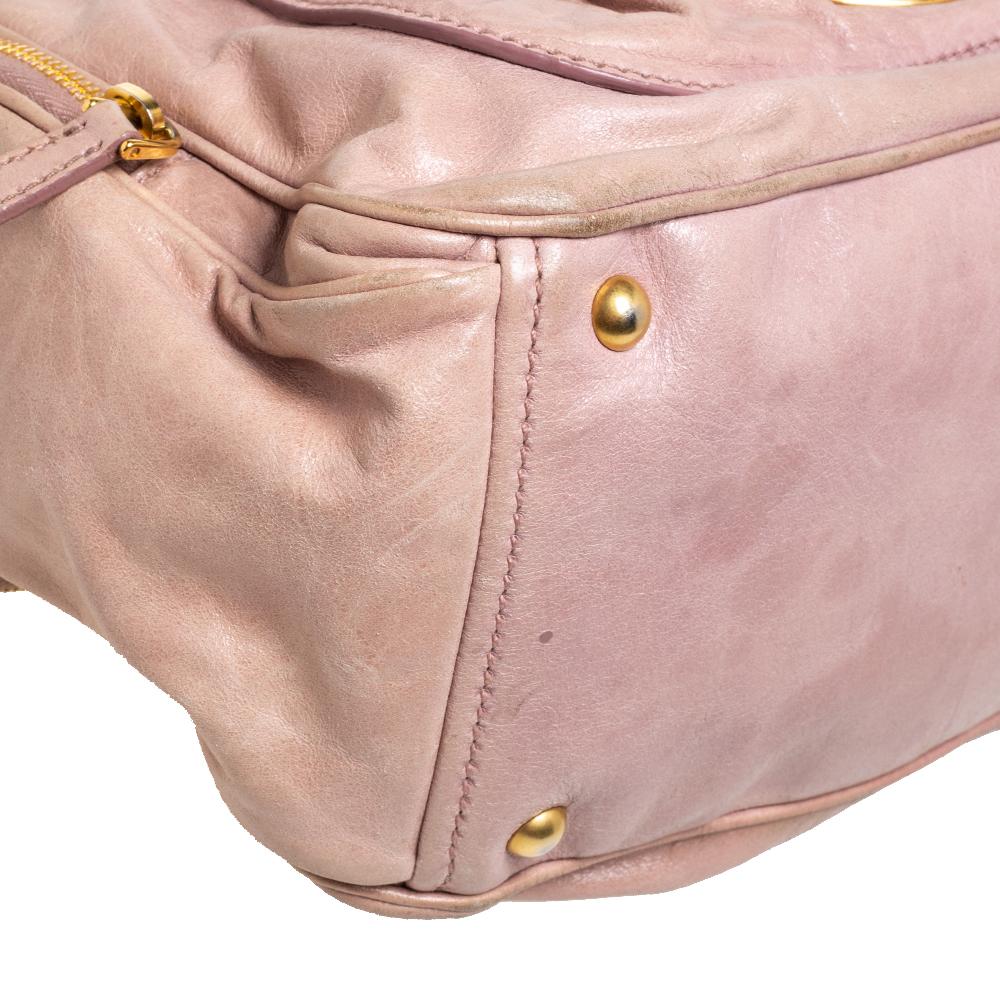 Miu Miu Old Rose Vitello Leather Satchel 5
