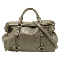 Miu Miu Olive Green Vitello Lux Leather Bow Satchel