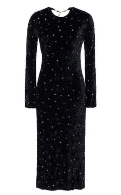 MIU MIU Open-Back Crystal-Embellished Crushed-Velvet Midi Dress IT38