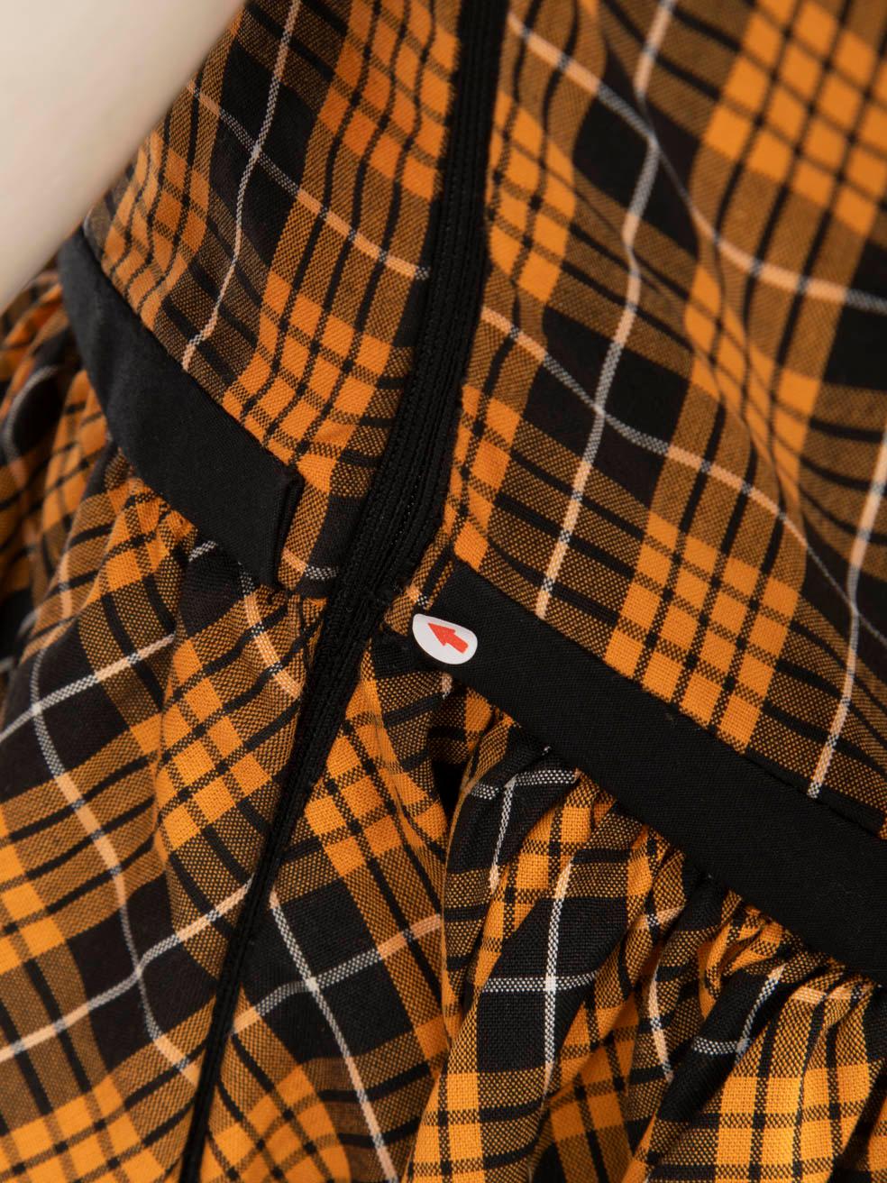 Women's Miu Miu Orange & Black Checkered V-Neck Midi Dress Size XS For Sale