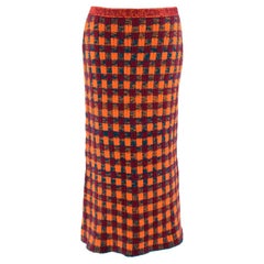 Miu Miu Orange Check Wool Pencil Skirt - Size US4