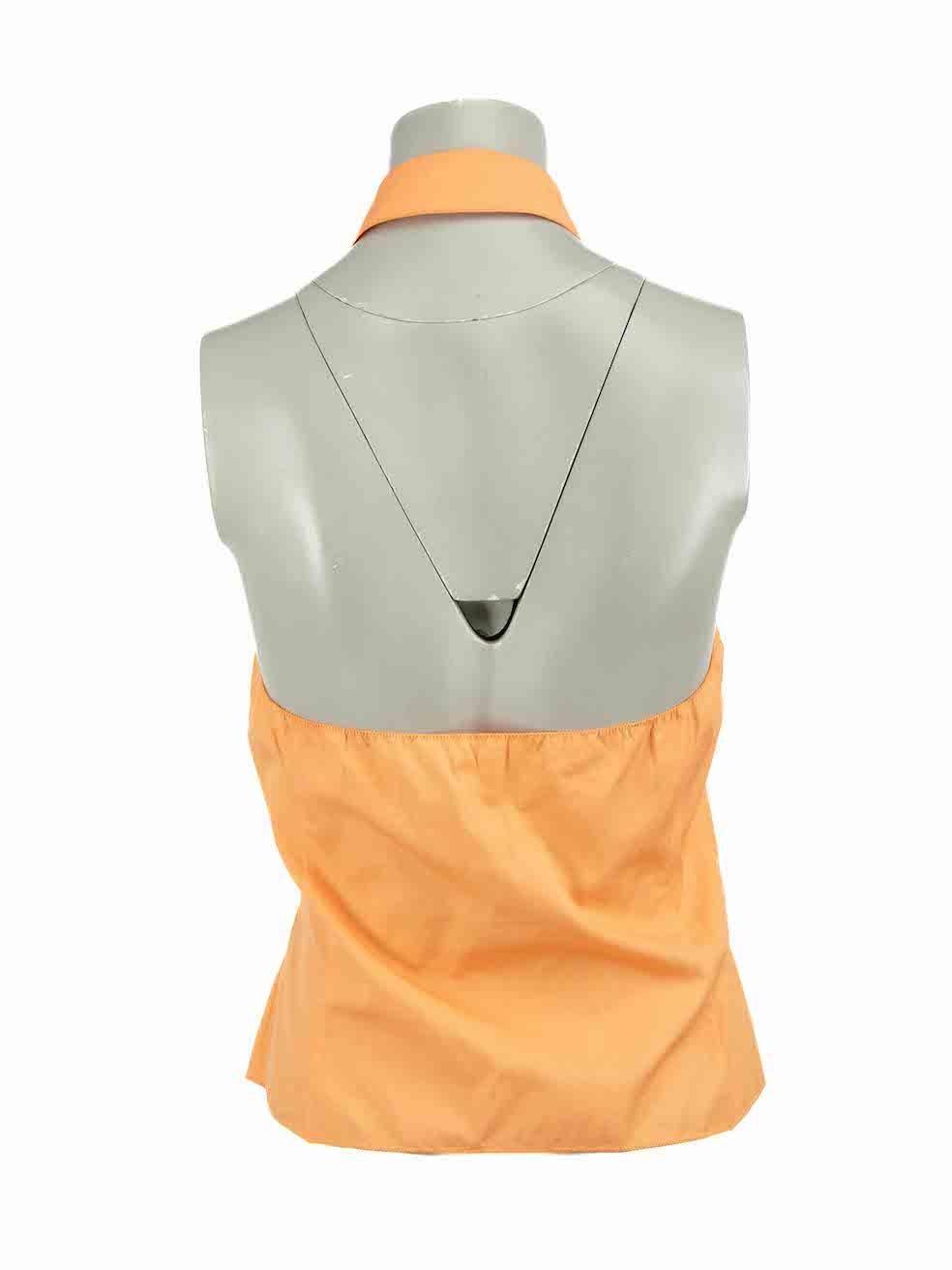 Miu Miu Orange Halterneck Ruffle Sleeveless Top Size M In Excellent Condition In London, GB