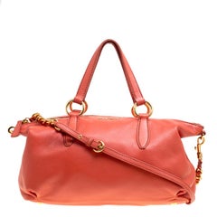 Miu Miu Orange Leather Caribou Top Handle Bag