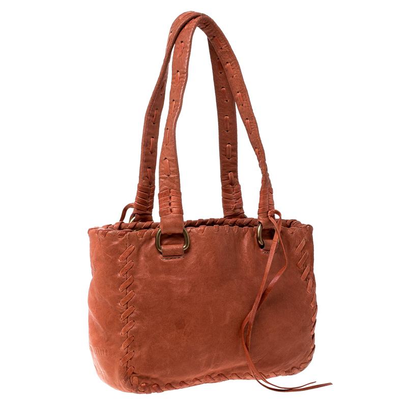 bruna whipstitch leather tote