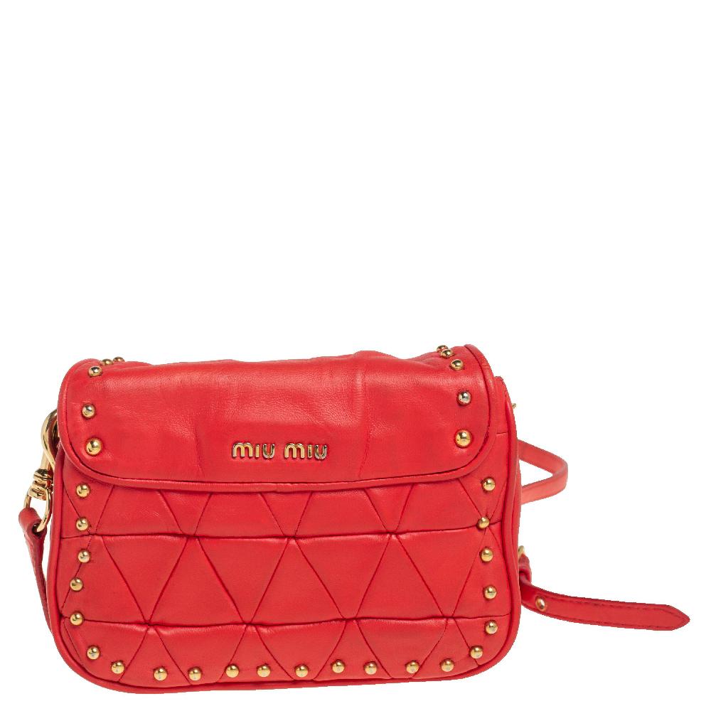 Miu Miu Orange Leather Studded Crossbody Bag For Sale at 1stDibs miu