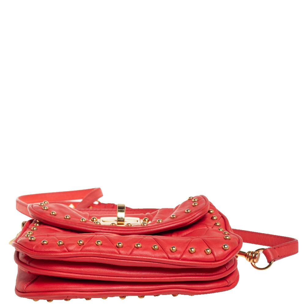 Miu Miu Orange Leather Studded Crossbody Bag For Sale at 1stDibs miu