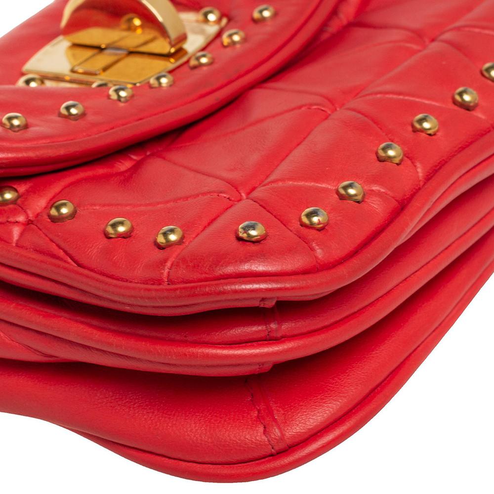 Red Miu Miu Orange Leather Studded Crossbody Bag