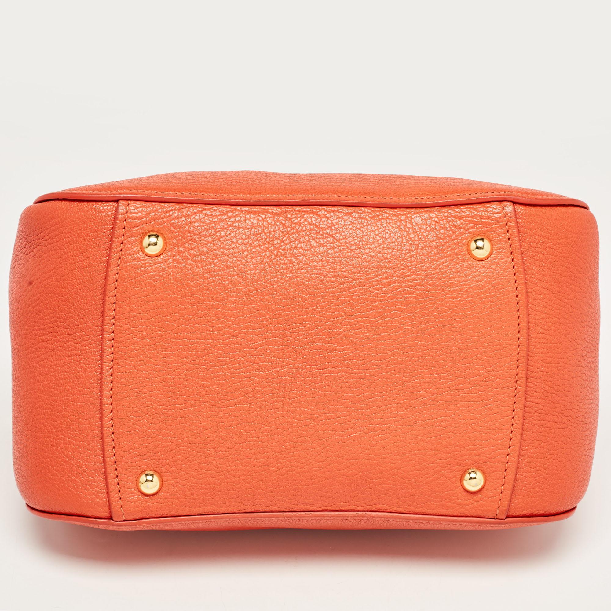 Miu Miu Orange Madras Leather Baulleto Bag For Sale 7