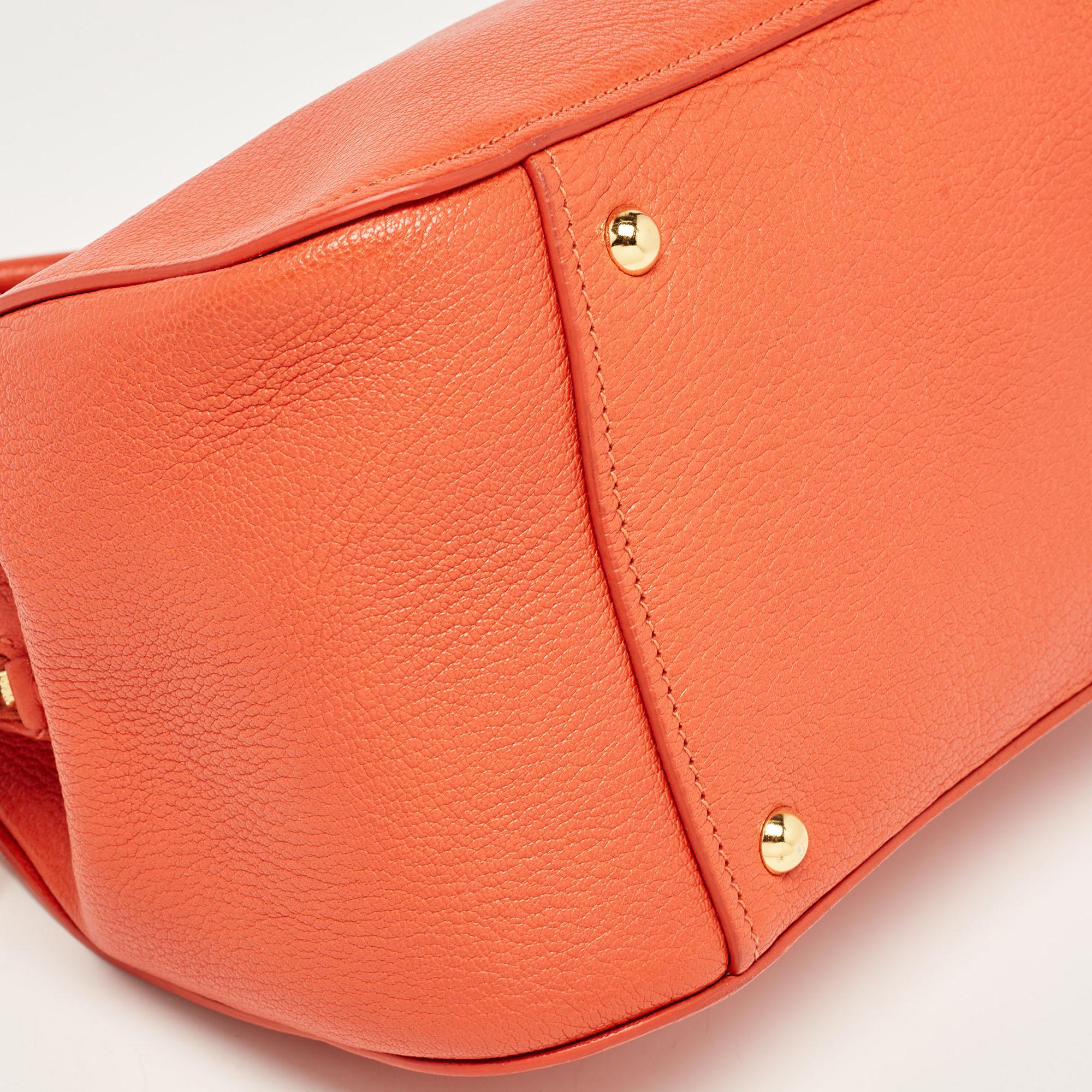 Miu Miu Orange Madras Leather Baulleto Bag For Sale 9