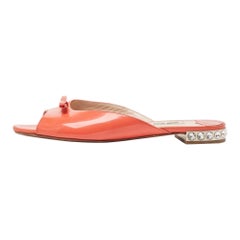 Miu Miu Orange Patent Flat Slides Size 38