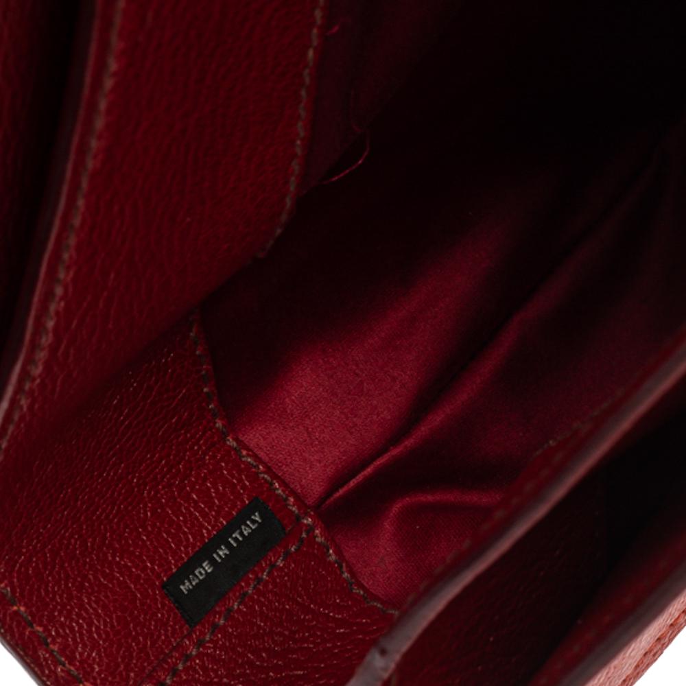 Miu Miu Orange/Red Madras Leather Push Lock Flap Top Handle Bag 6