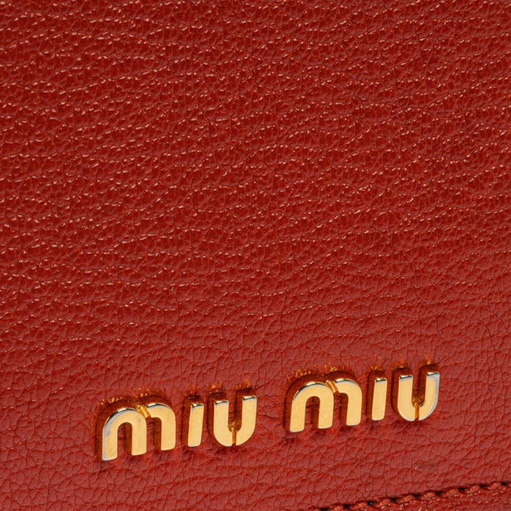 Miu Miu Orange/Red Madras Leather Push Lock Flap Top Handle Bag 11