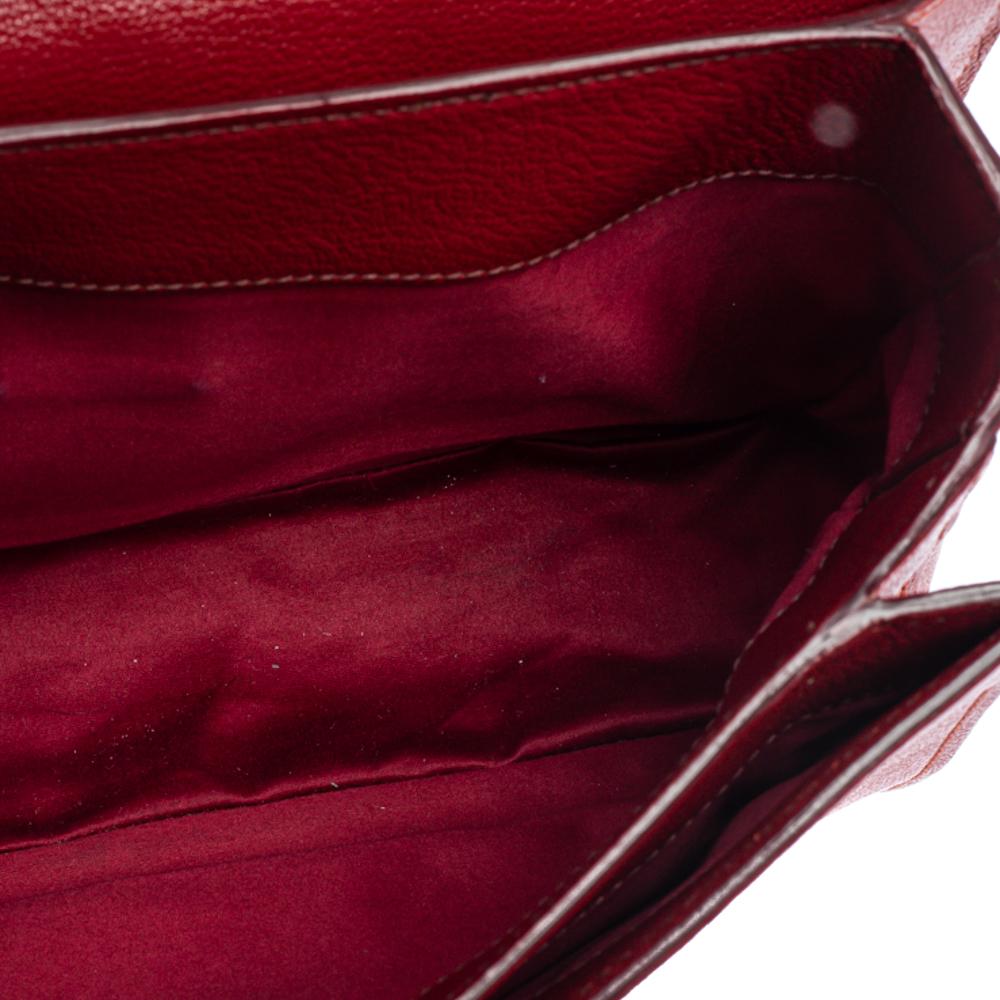 Miu Miu Orange/Red Madras Leather Push Lock Flap Top Handle Bag 3
