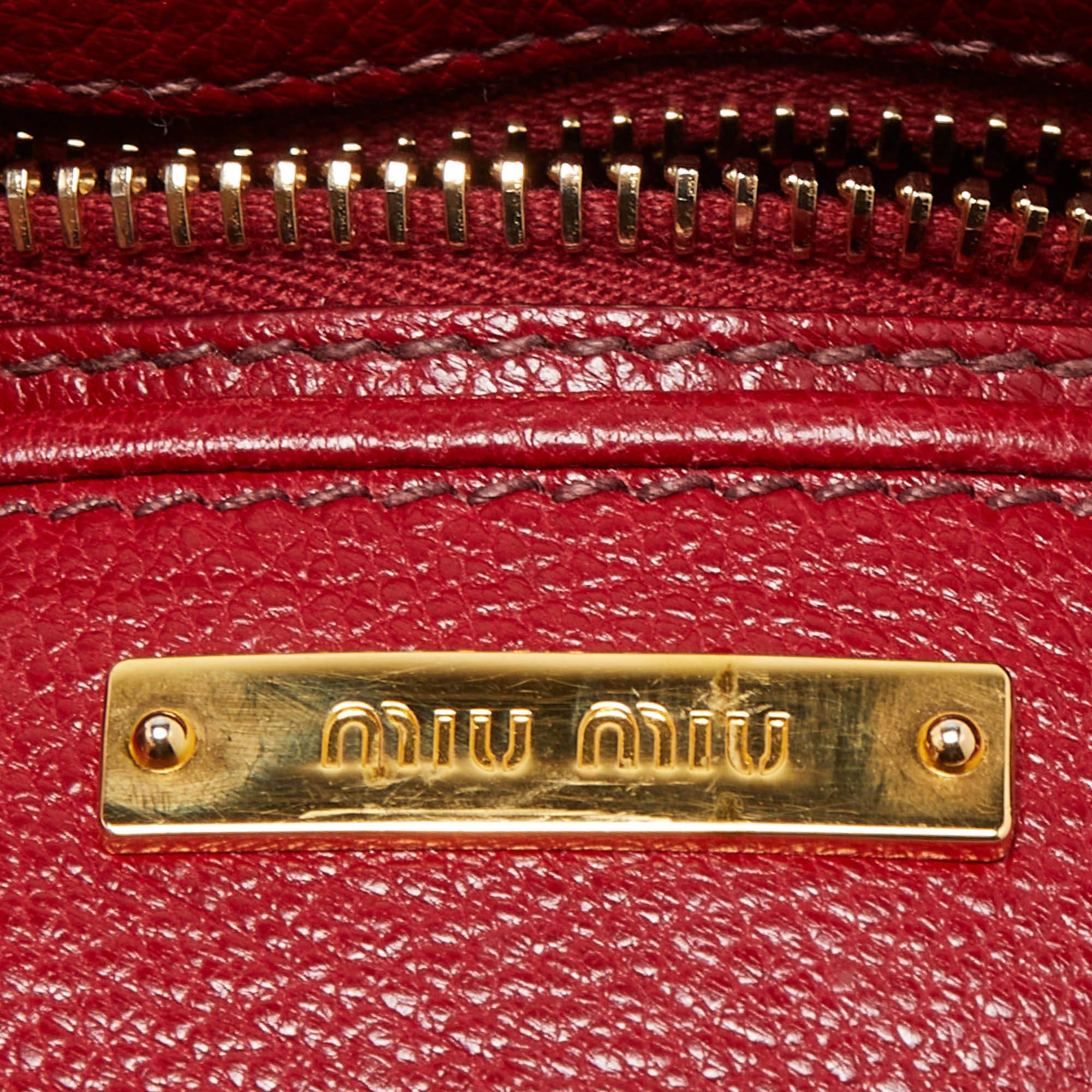 Miu Miu Orange/Red Madras Leather Pushlock Flap Chain Shoulder Bag 7