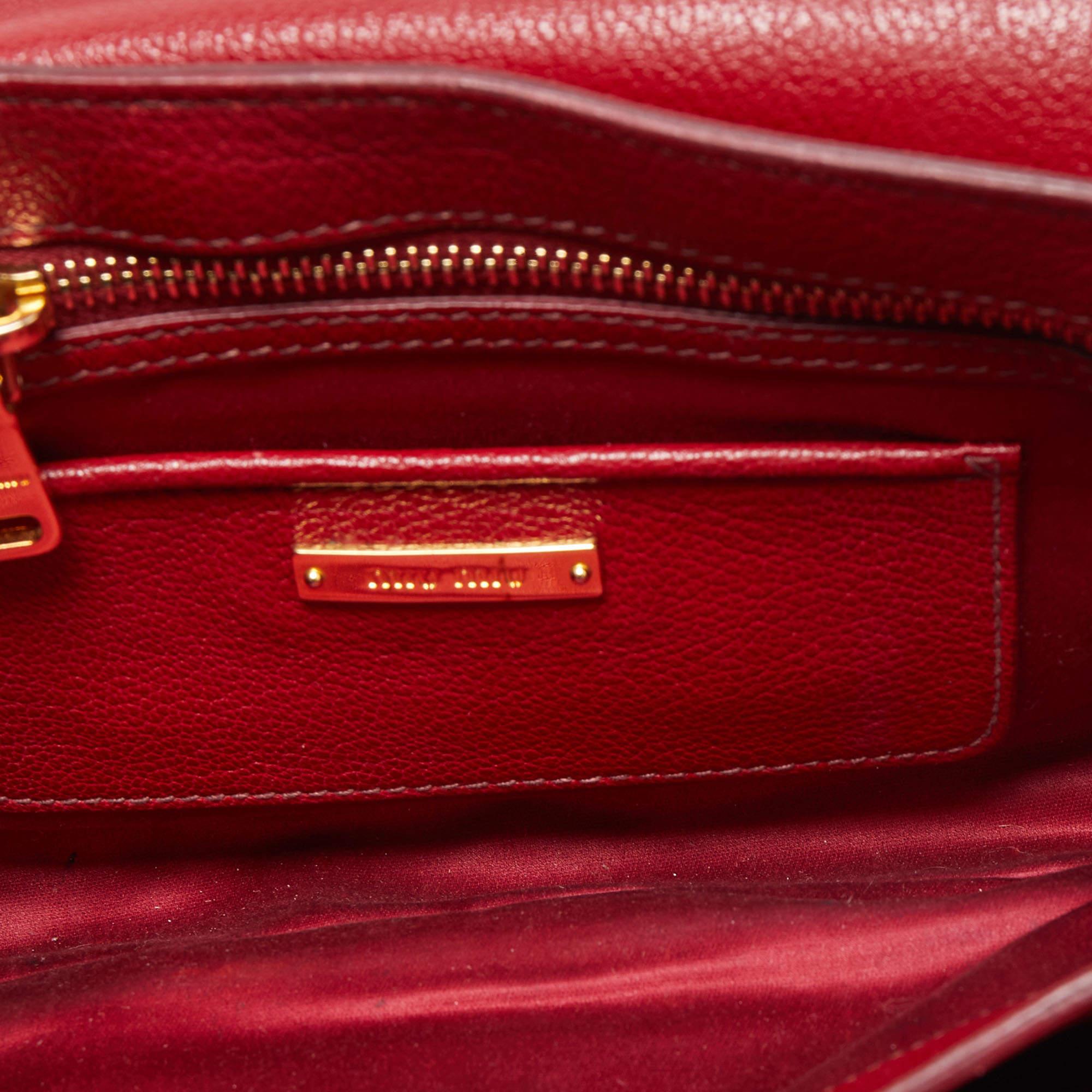 Miu Miu Orange/Red Madras Leather Pushlock Flap Chain Shoulder Bag 3