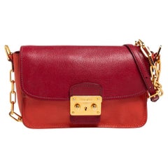 Miu Miu Orange/Red Madras Leather Shoulder Bag
