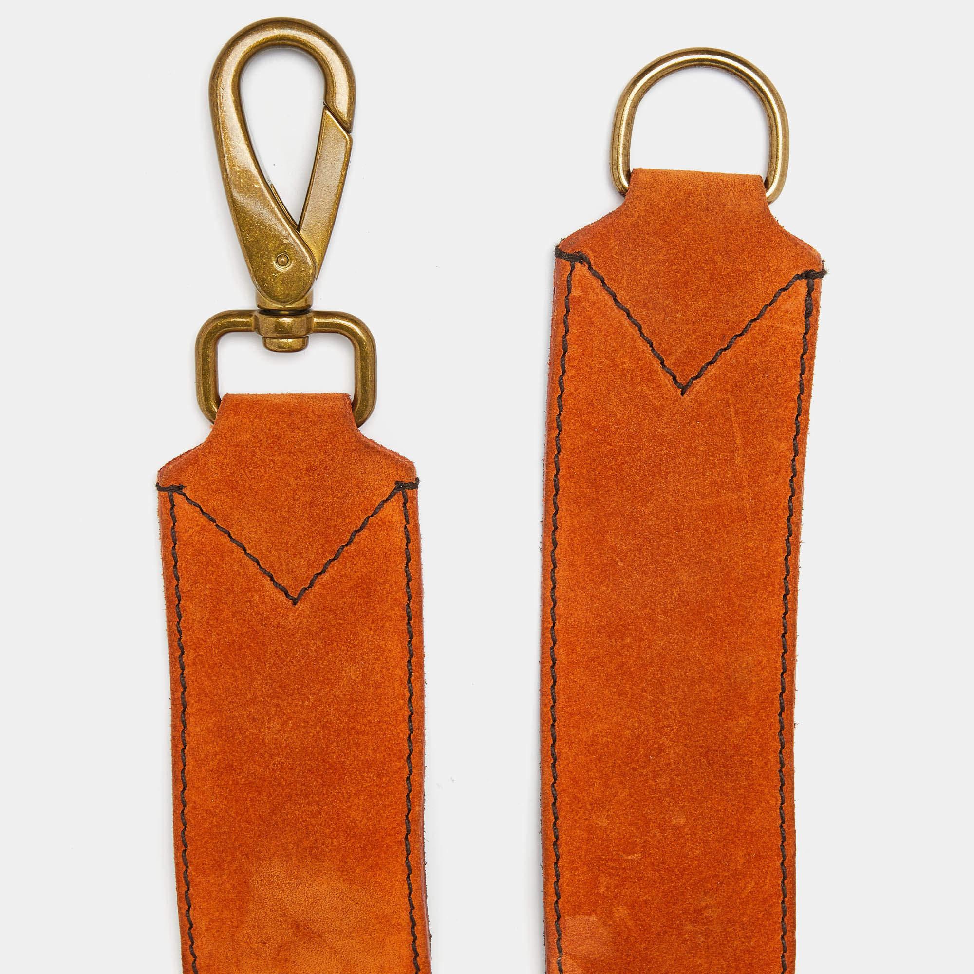 Orange Miu Miu Ceinture à fermoir en daim orange 70 CM en vente