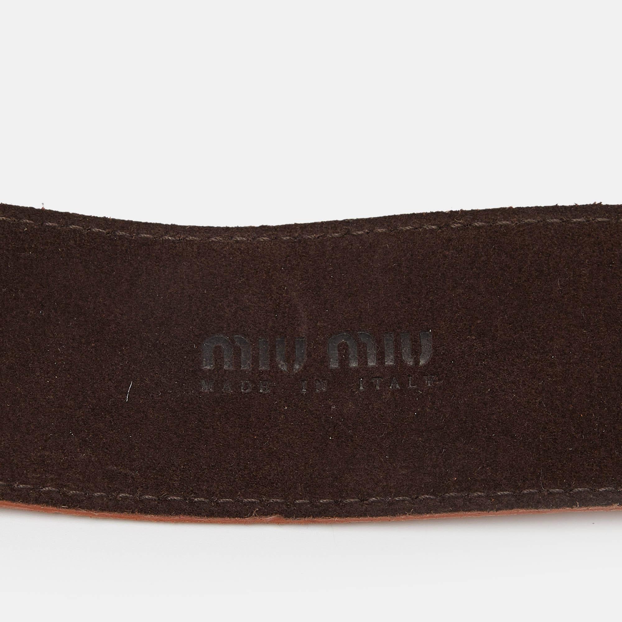 Miu Miu Ceinture à fermoir en daim orange 70 CM en vente 1