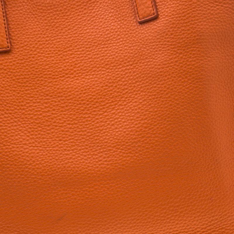 Miu Miu Orange Vitello Diano Leather Shopper Tote 8