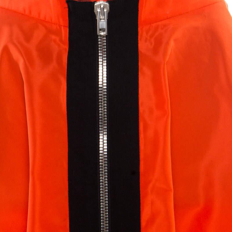 Miu Miu Orange Zip Front Detail Mini Circle Skirt S In Good Condition For Sale In Dubai, Al Qouz 2
