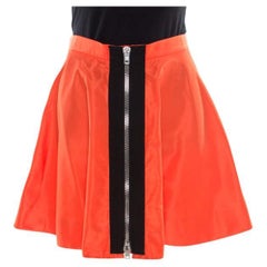 Miu Miu Orange Zip Front Detail Mini Circle Skirt S