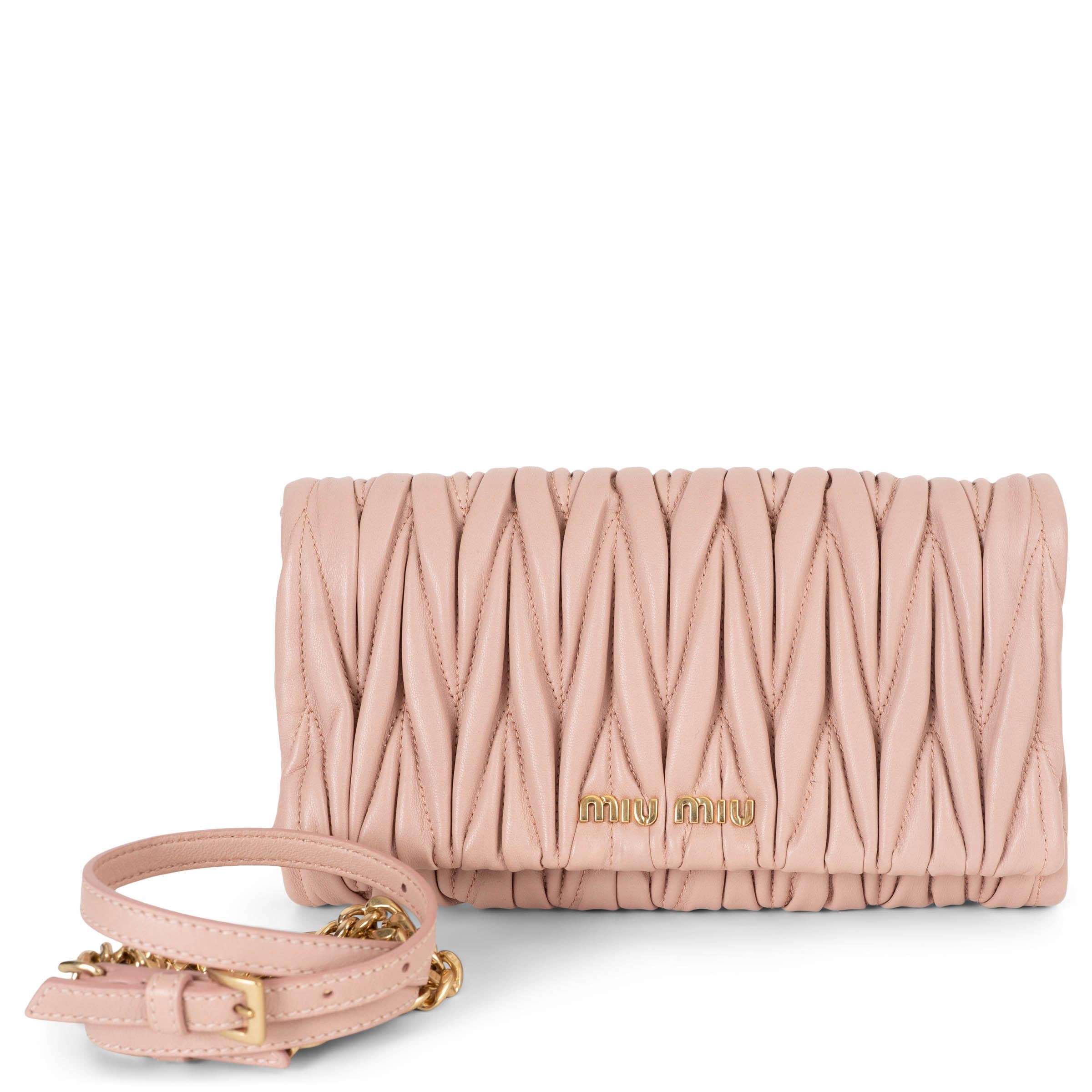 MIU MIU Orchidea pink leather MATELASSE QUILTED Shoulder Bag at