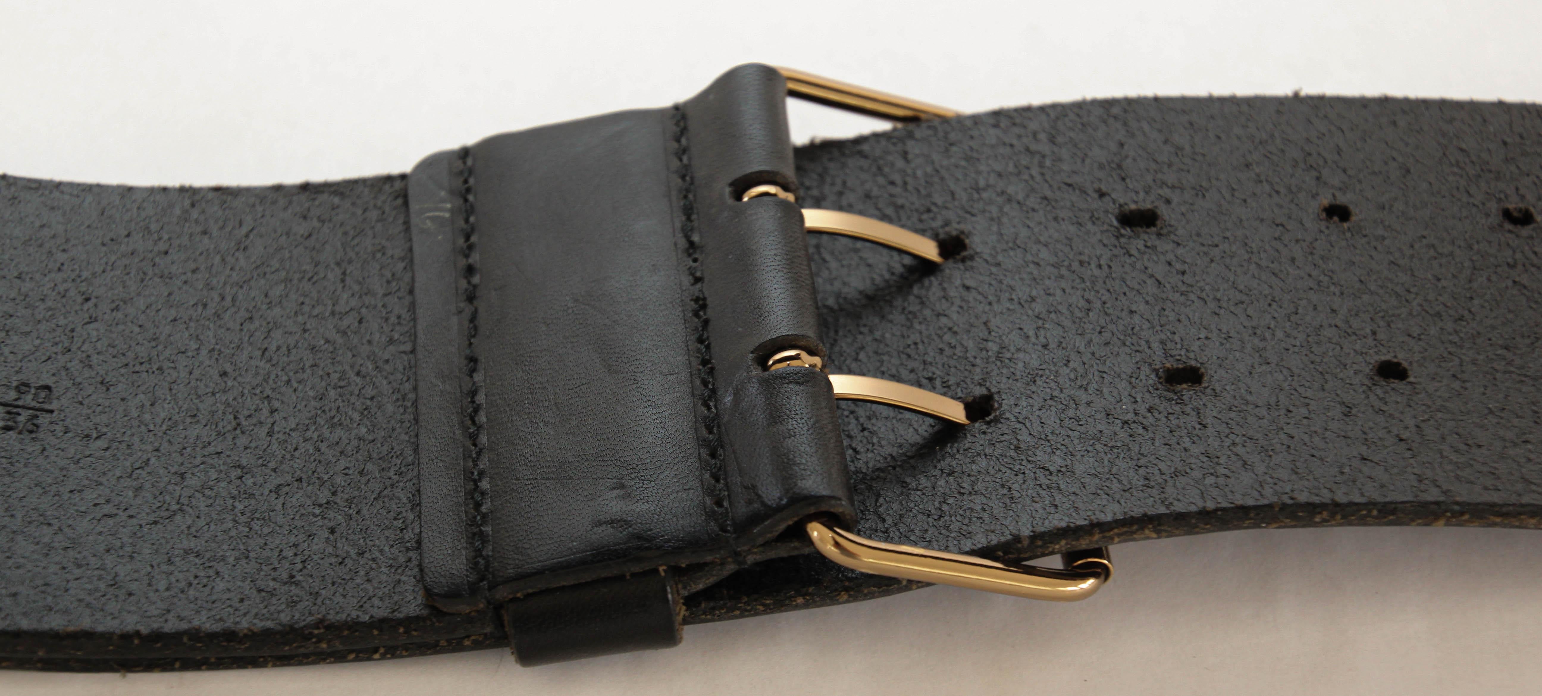 MIU MIU Oversized Black Leather Wide Waist Belt 8