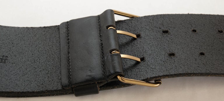 MUI MUI Wide Leather Black Belt Made in Italy Size 12 MIU MIU Oversized Black Leather Wide Waist Belt at 1stDibs main image 2