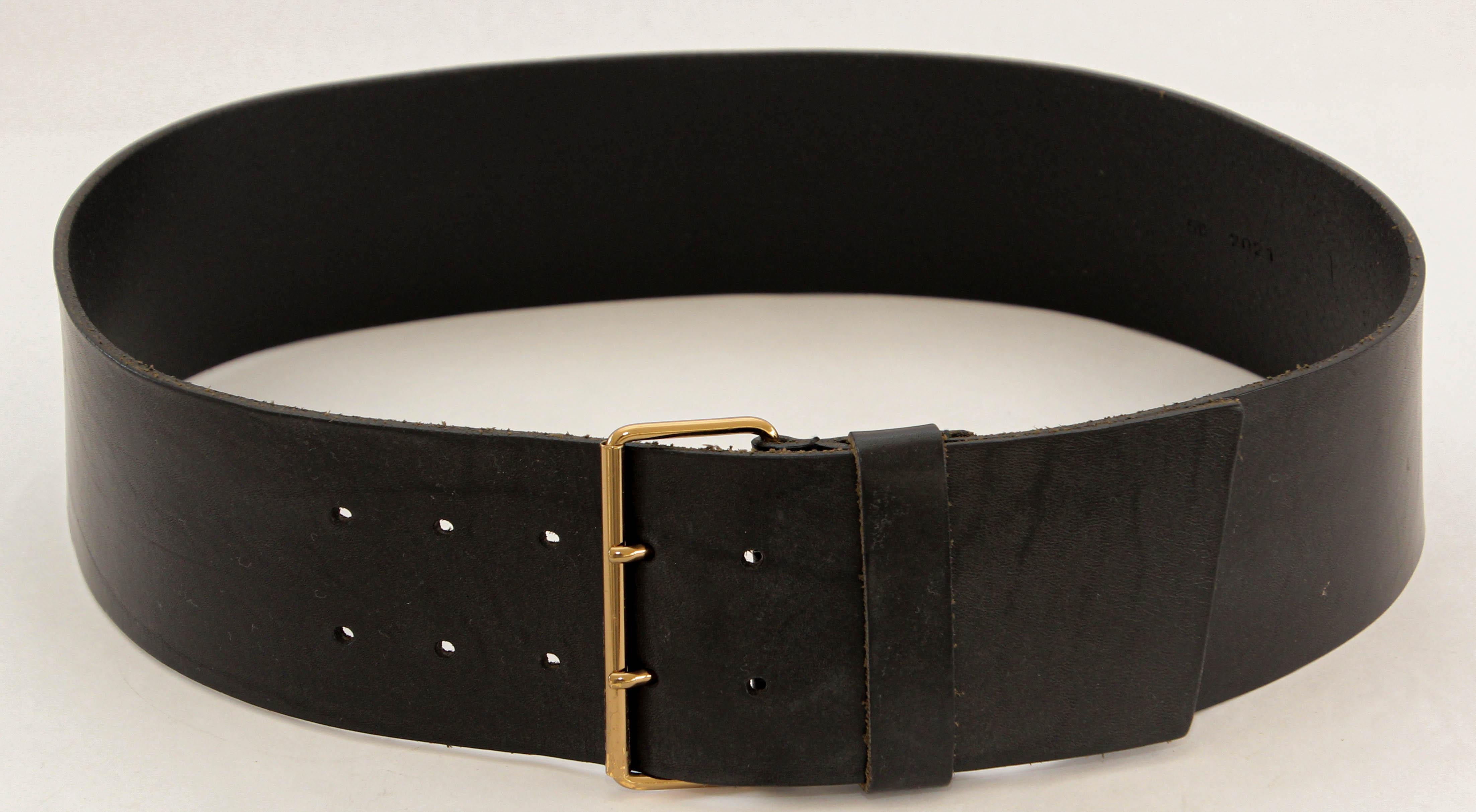 MIU MIU Oversized Black Leather Wide Waist Belt 4
