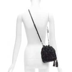 MIU MIU Pailettes Mate black sequins matelasse crossbody bucket bag