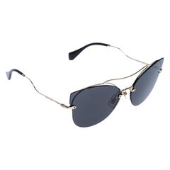 Used Miu Miu Pale Gold / Grey SMU52S Butterfly Sunglasses